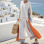 Conjunto mujer lino rayas anchas estilo mediterráneo - Danae