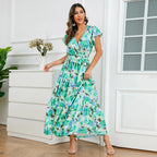 Vestido largo mujer floral cruzado estilo vaporoso - Zulma