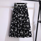 Falda midi para mujer de gasa estampado floral corte fluido - Renata
