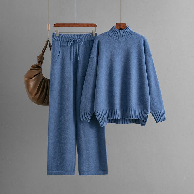 Conjunto mujer punto suave cuello alto estilo minimalista - Amélie