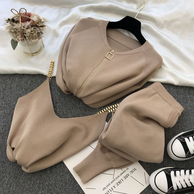 Chaqueta punto mujer cremallera metálica cuello redondo - Nysse