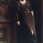 Vestido midi punto botones cinturón fino - Maelle