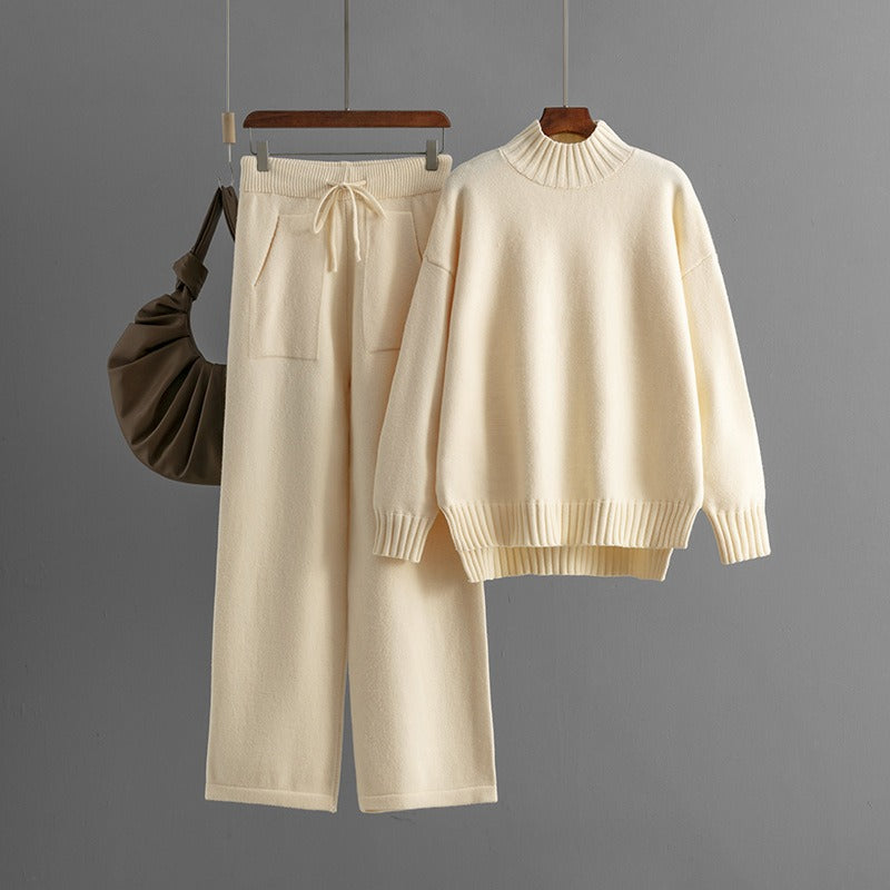 Conjunto mujer punto suave cuello alto estilo minimalista - Amélie