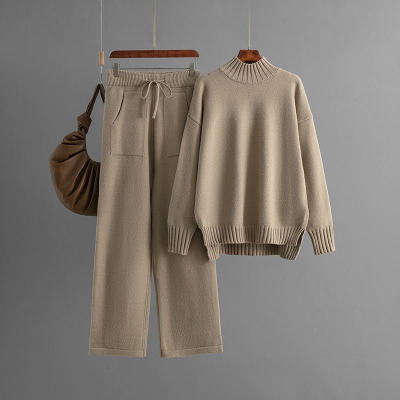 Conjunto mujer punto suave cuello alto estilo minimalista - Amélie