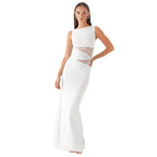 Vestido largo mujer sin mangas con encaje transparente - Leontina