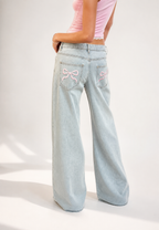 Jeans mujer tiro bajo pierna ancha larga - Kerstin