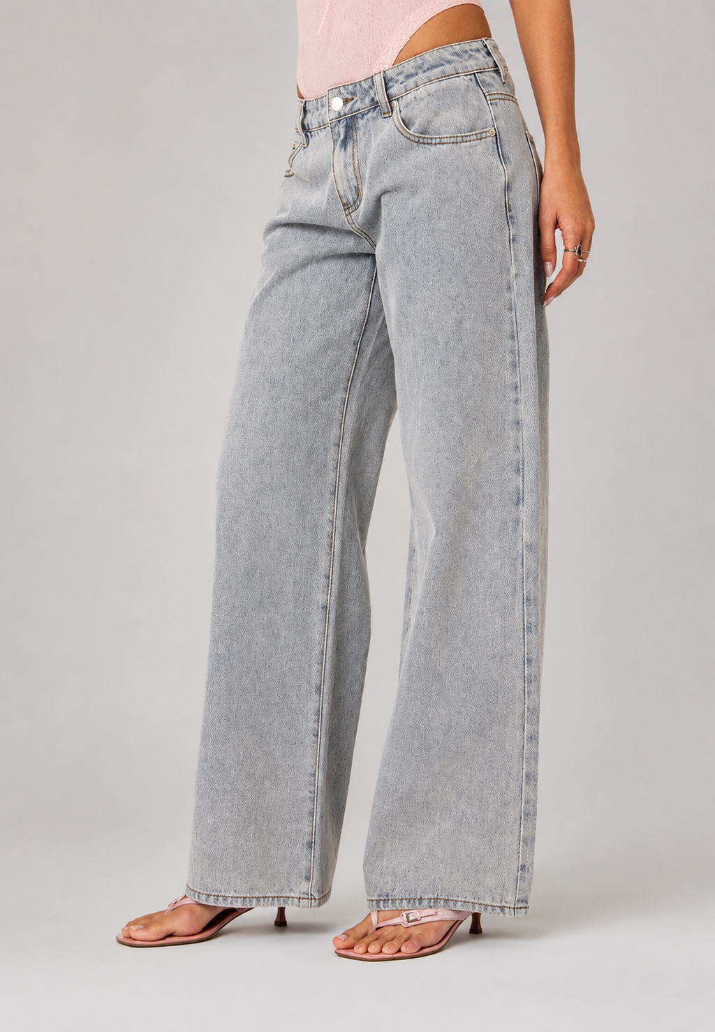 Jeans mujer tiro bajo pierna ancha larga - Kerstin