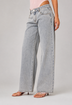 Jeans mujer tiro bajo pierna ancha larga - Kerstin