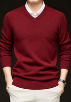 Jersey de punto hombre cuello pico manga larga - Orsino