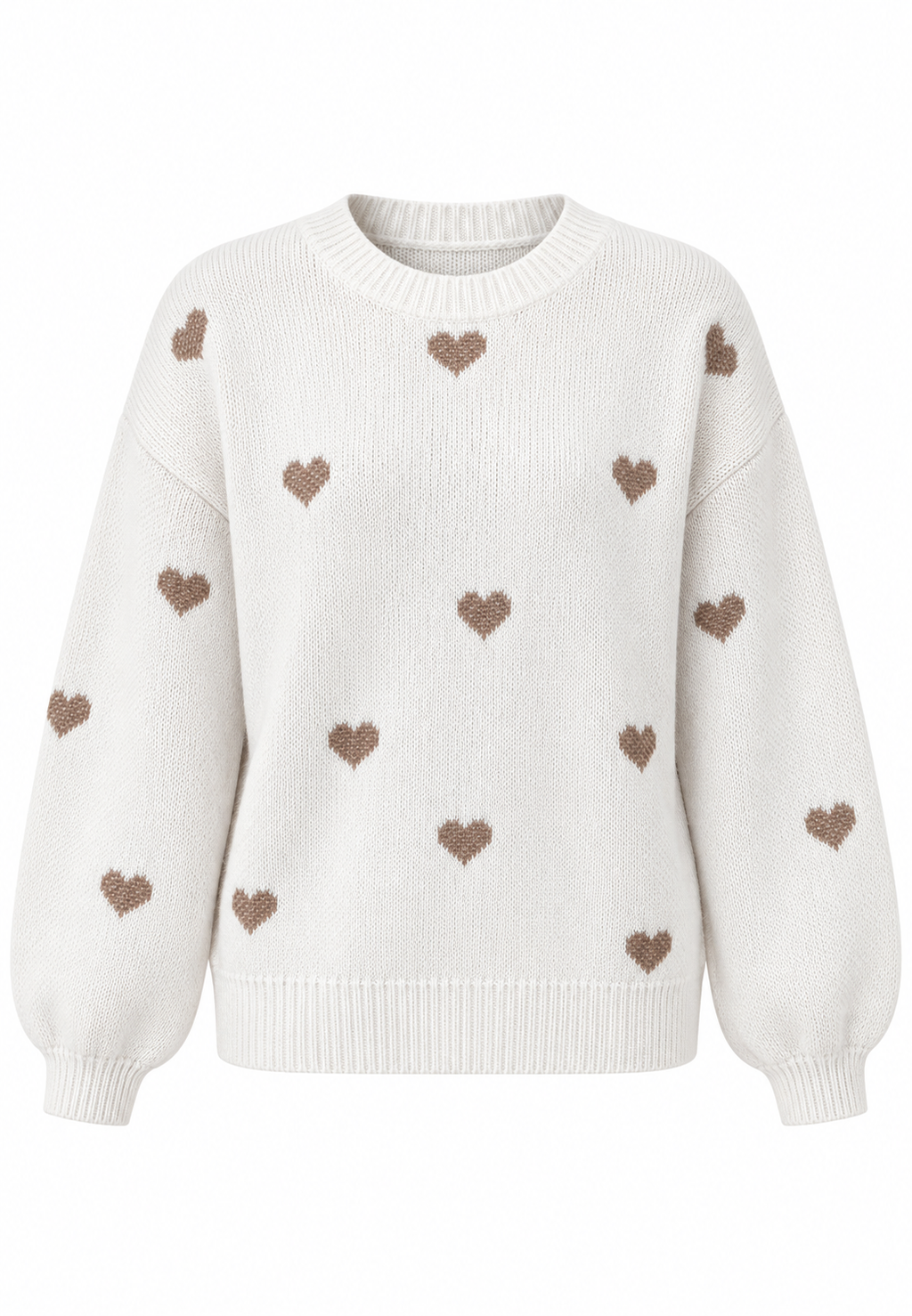 Jersey de punto mujer corazones bordados cuello redondo - Candela