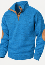 Jersey hombre cuello alto botones coderas contraste - Thorben
