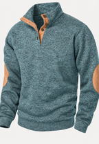 Jersey hombre cuello alto botones coderas contraste - Thorben