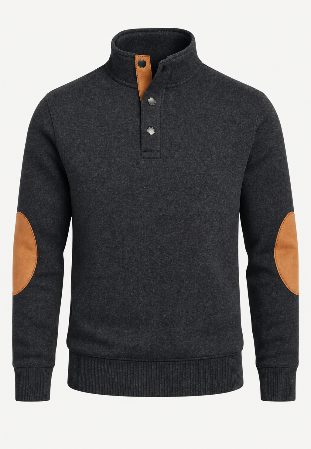 Jersey hombre cuello alto botones coderas contraste - Thorben