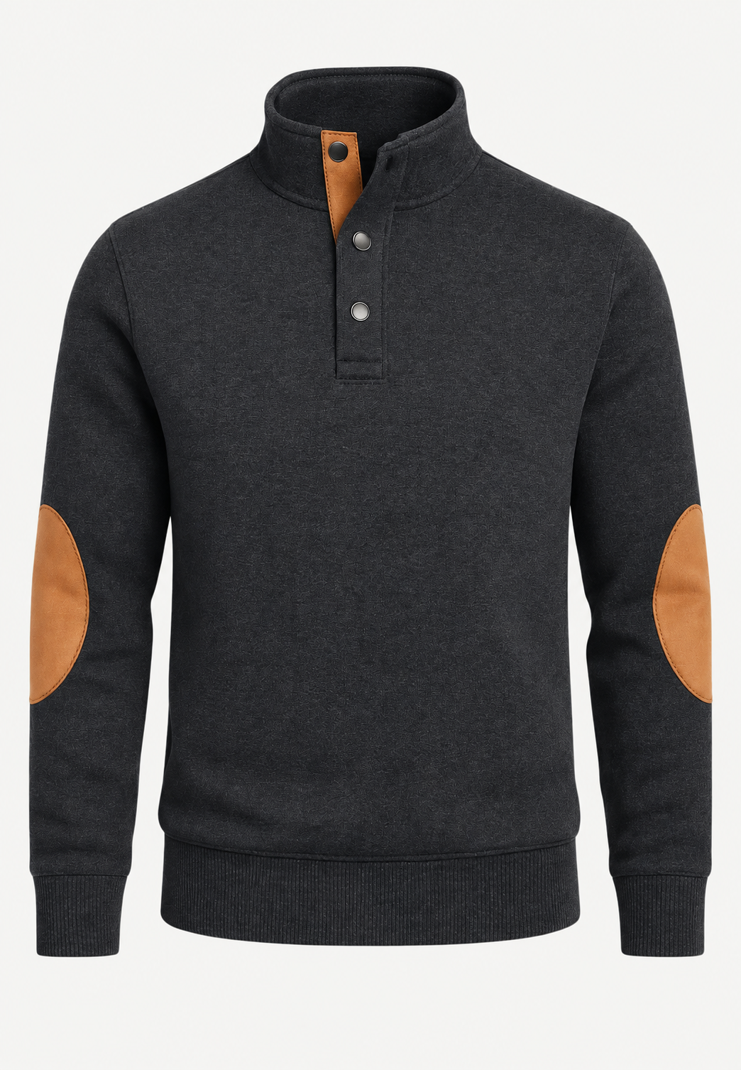 Jersey hombre cuello alto botones coderas contraste - Thorben