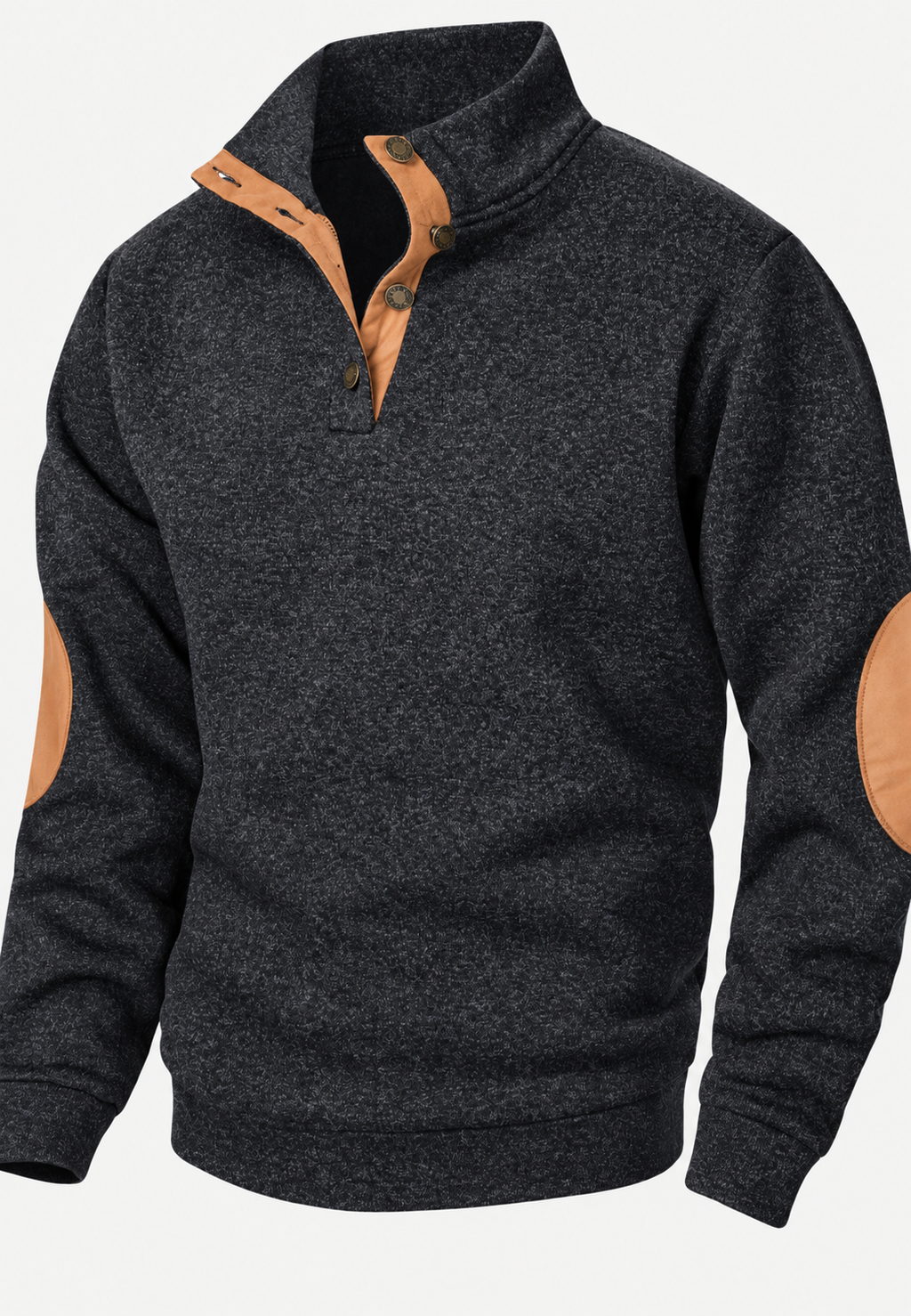 Jersey hombre cuello alto botones coderas contraste - Thorben