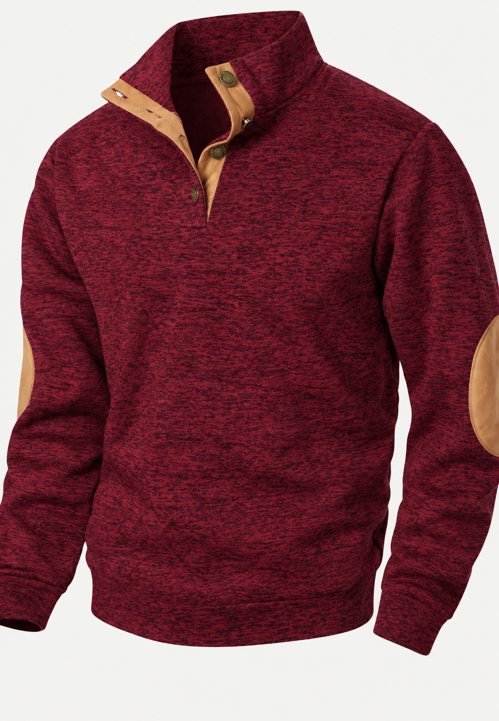 Jersey hombre cuello alto botones coderas contraste - Thorben