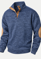 Jersey hombre cuello alto botones coderas contraste - Thorben