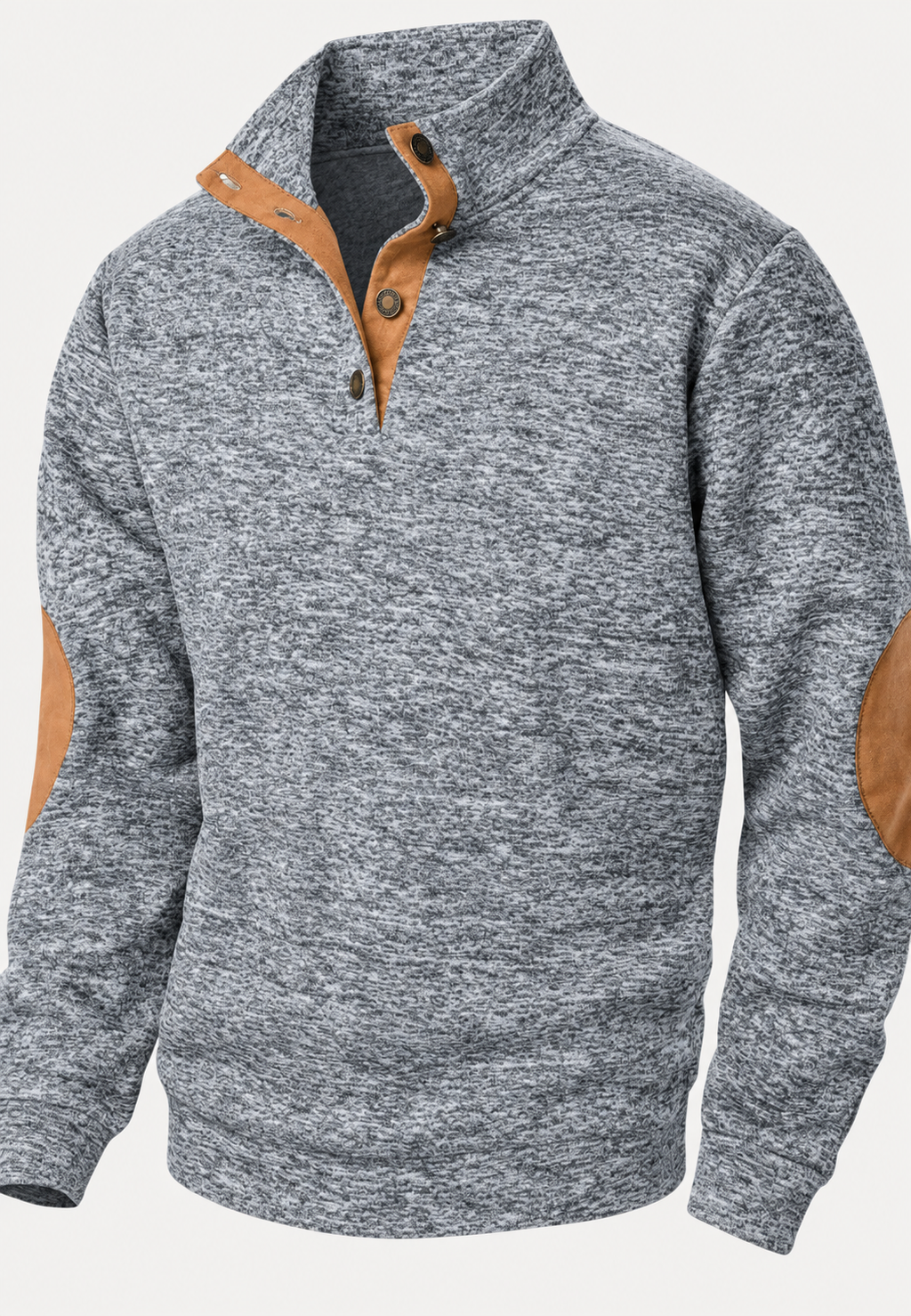 Jersey hombre cuello alto botones coderas contraste - Thorben