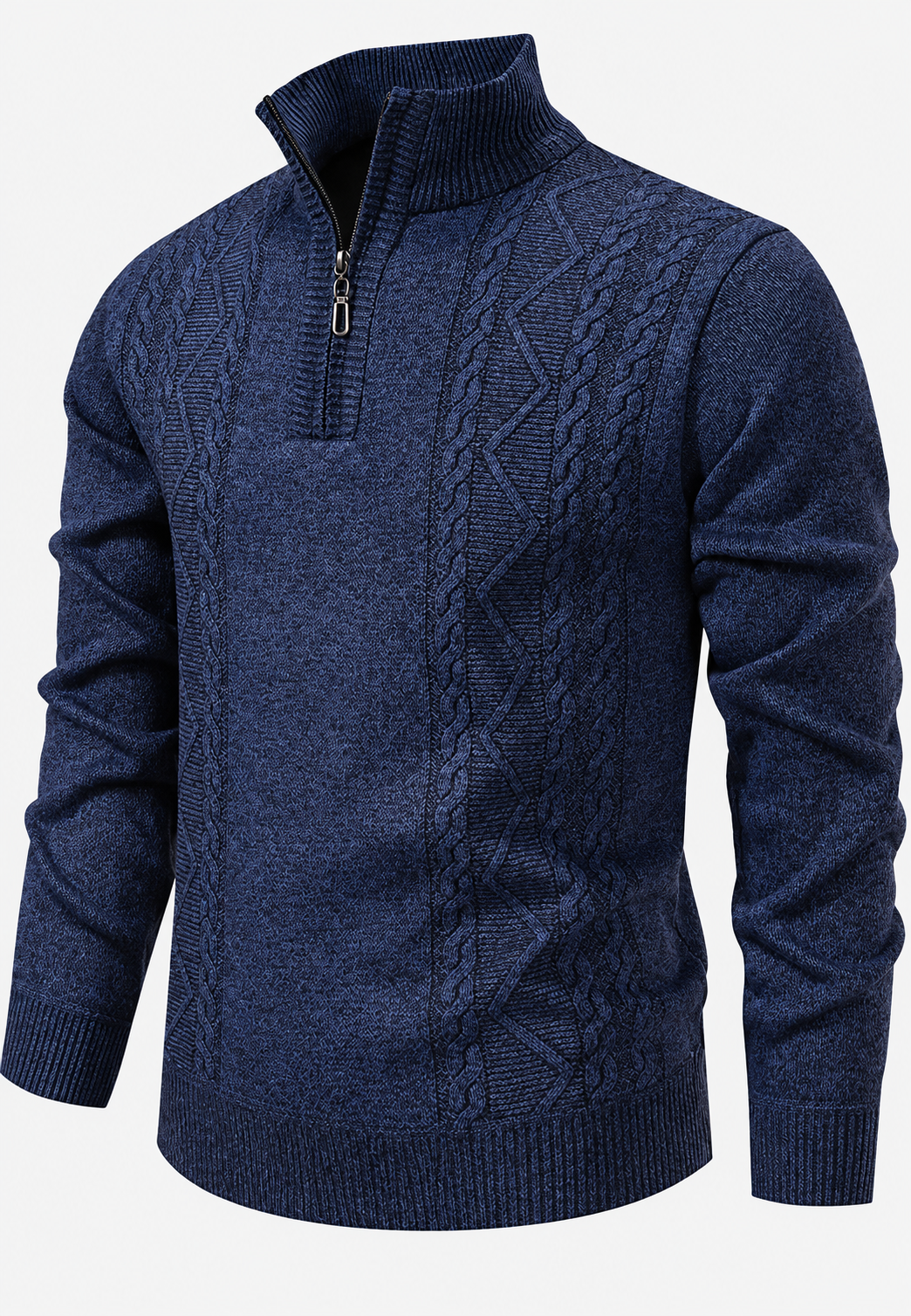 Jersey hombre cuello alto media cremallera punto trenzado - Beltrán