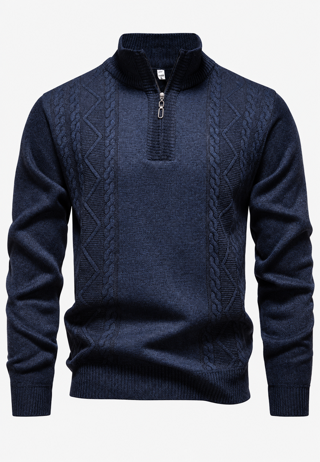 Jersey hombre cuello alto media cremallera punto trenzado - Beltrán
