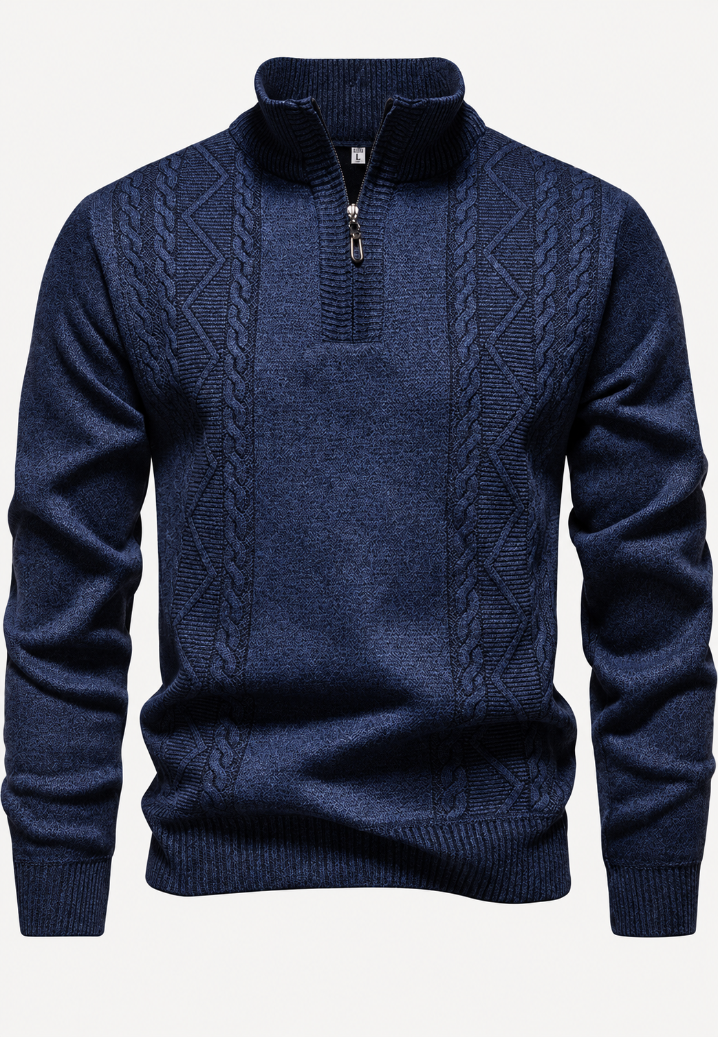 Jersey hombre cuello alto media cremallera punto trenzado - Beltrán