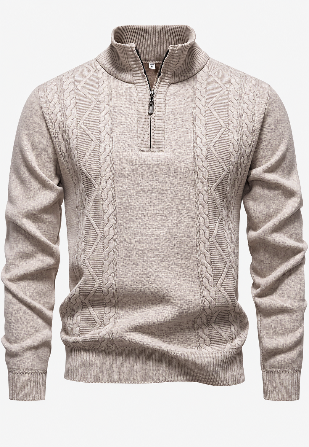 Jersey hombre cuello alto media cremallera punto trenzado - Beltrán