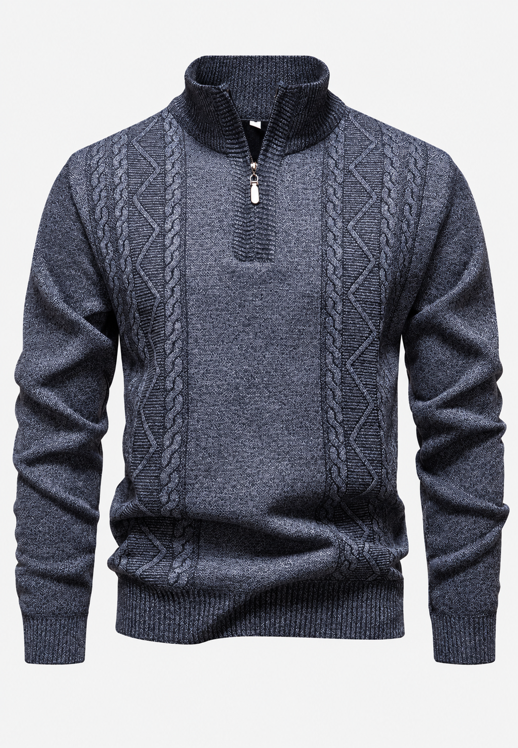 Jersey hombre cuello alto media cremallera punto trenzado - Beltrán