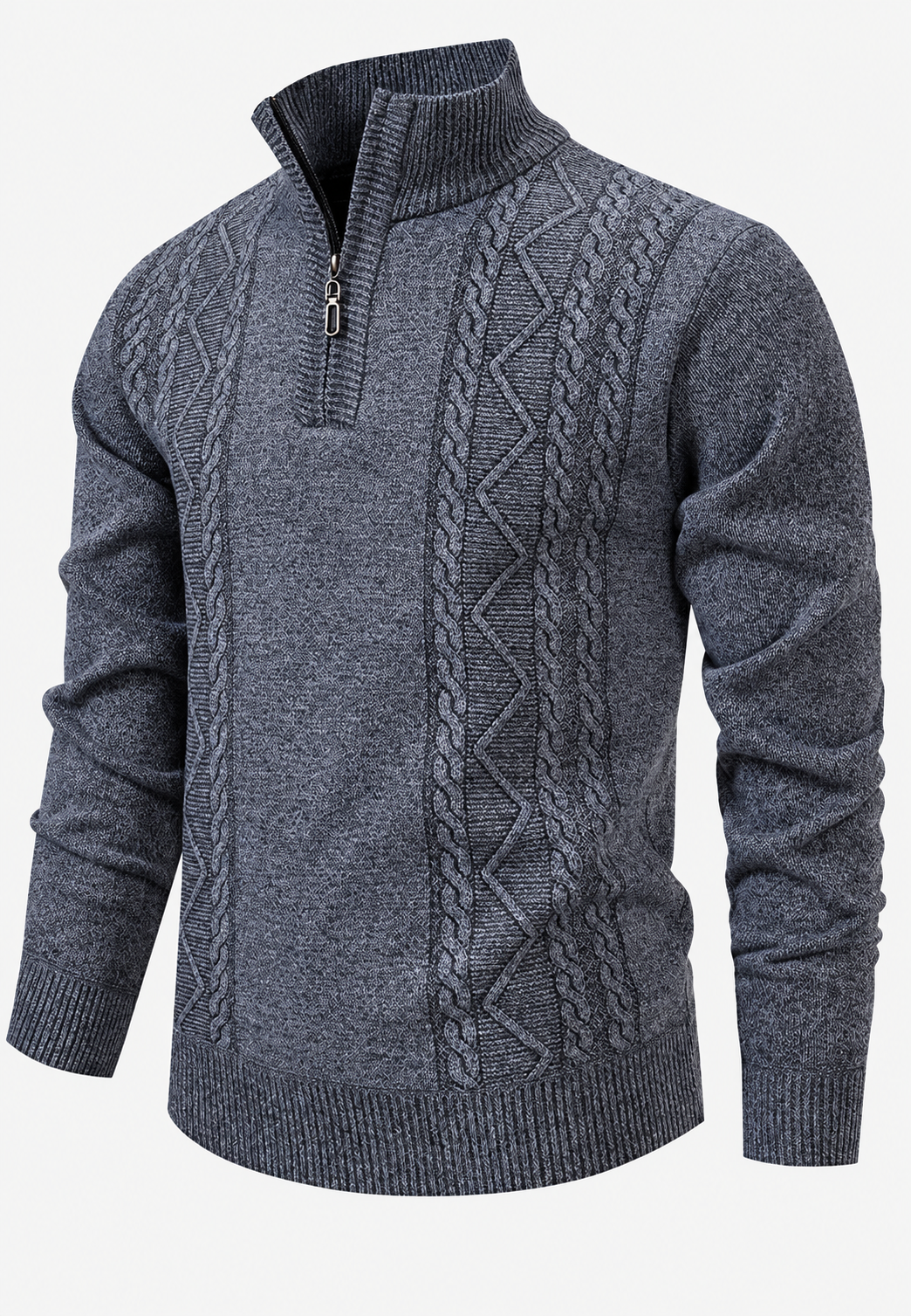 Jersey hombre cuello alto media cremallera punto trenzado - Beltrán