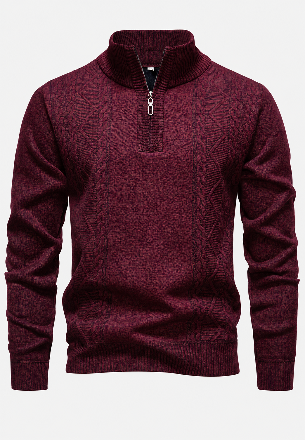 Jersey hombre cuello alto media cremallera punto trenzado - Beltrán