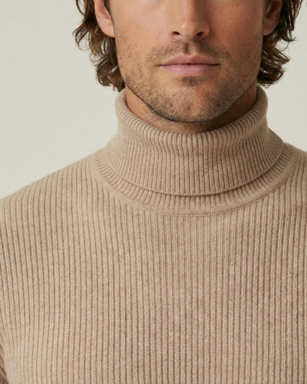 Jersey hombre cuello alto punto canalé manga larga - Tadeo