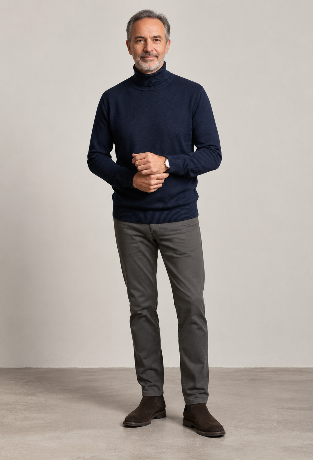 Jersey hombre cuello alto punto liso manga larga - Savio