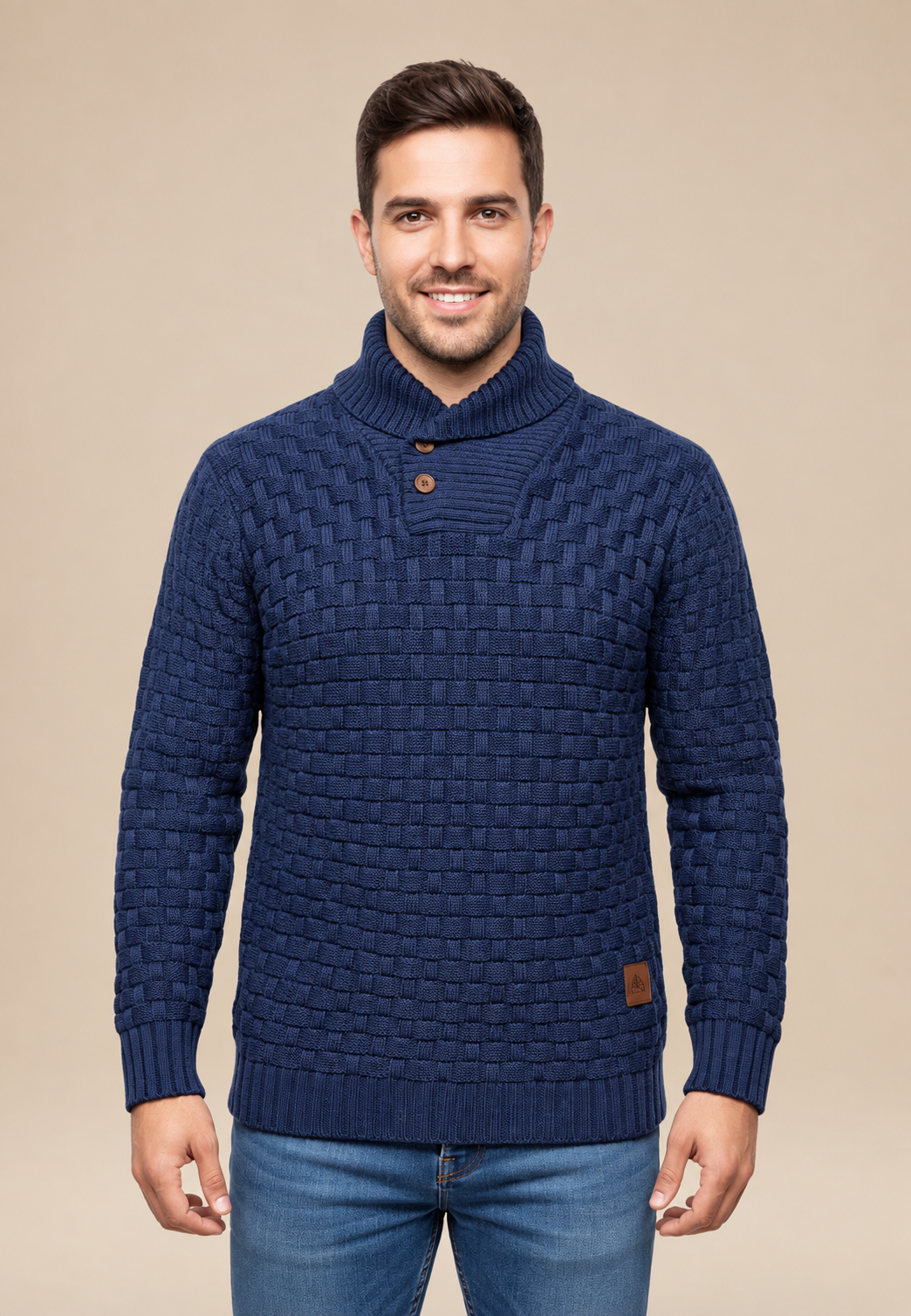 Jersey hombre cuello chal botones punto texturizado - Hadrian