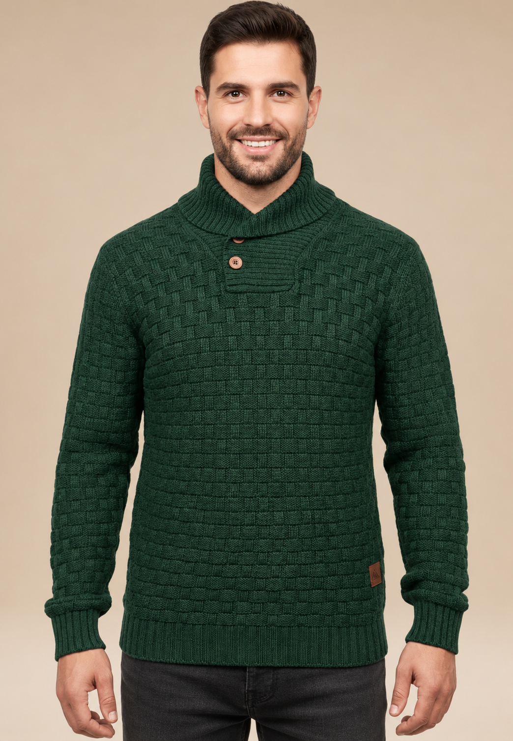 Jersey hombre cuello chal botones punto texturizado - Hadrian