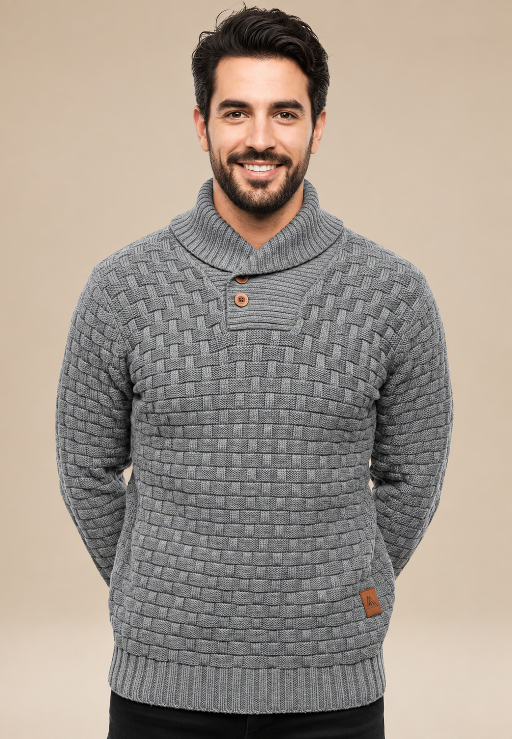 Jersey hombre cuello chal botones punto texturizado - Hadrian