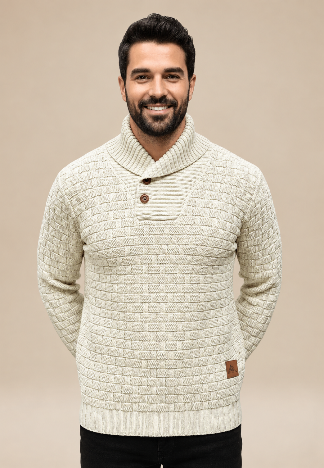 Jersey hombre cuello chal botones punto texturizado - Hadrian