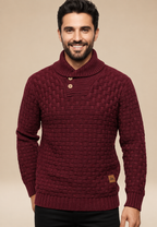 Jersey hombre cuello chal botones punto texturizado - Hadrian