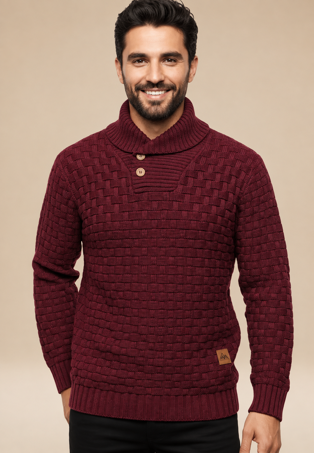 Jersey hombre cuello chal botones punto texturizado - Hadrian