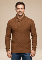 Jersey hombre cuello chal botones punto texturizado - Hadrian