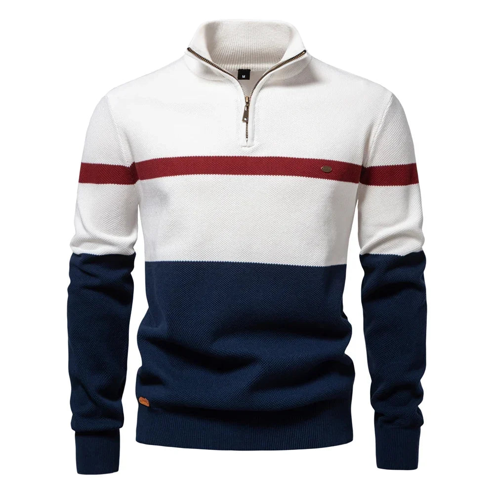 Jersey de punto con media cremallera y rayas - Aurel