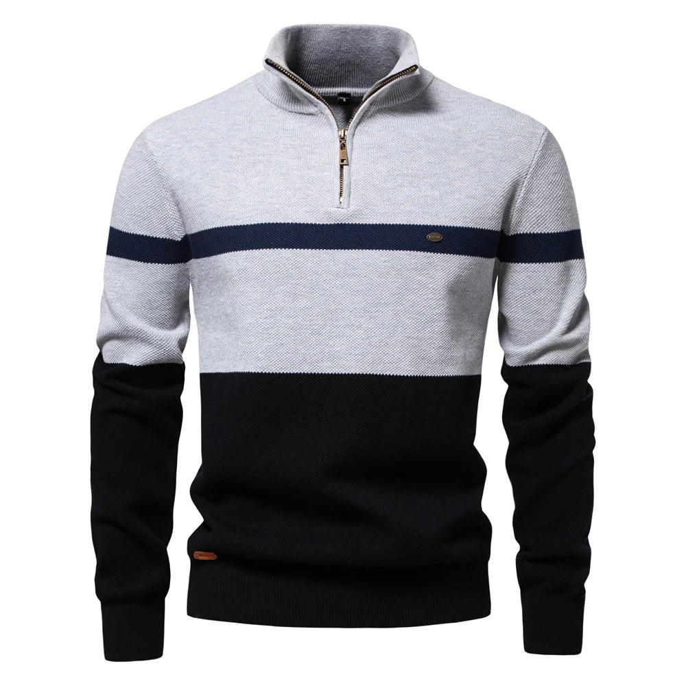Jersey de punto con media cremallera y rayas - Aurel