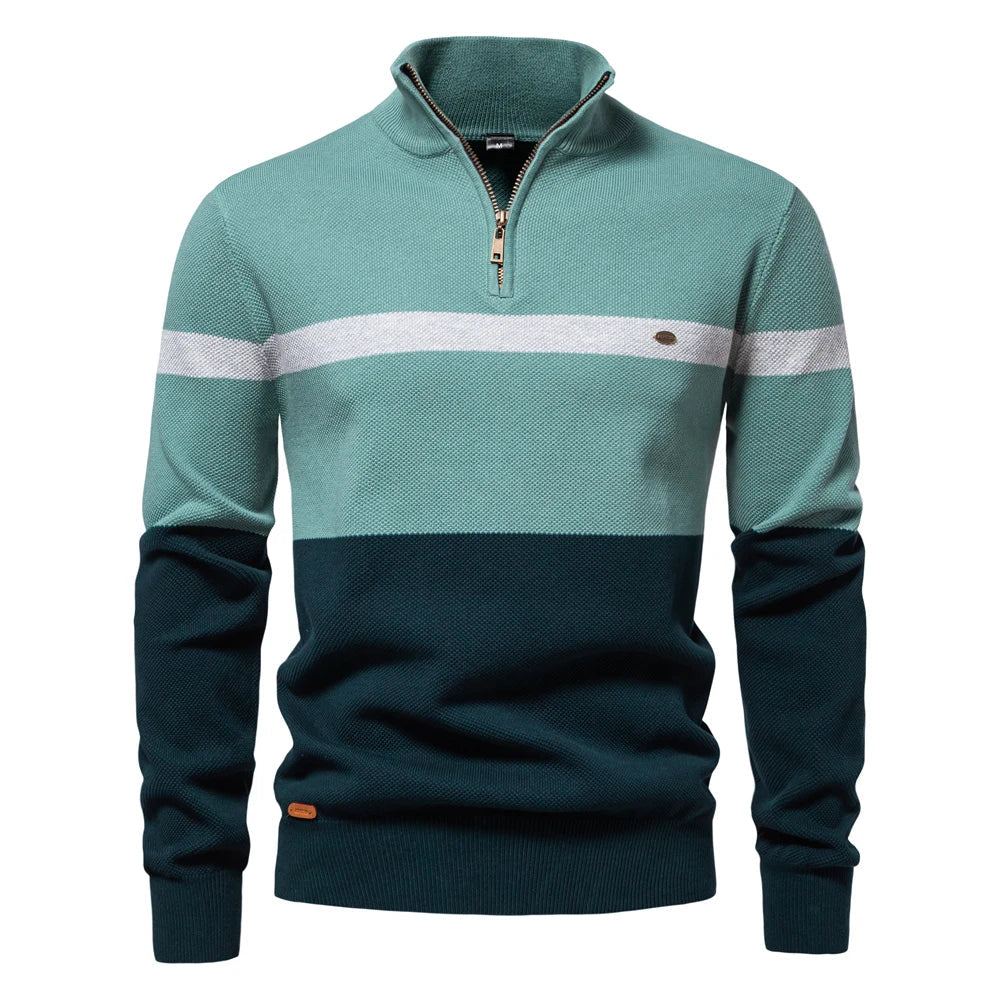 Jersey de punto con media cremallera y rayas - Aurel