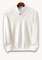Jersey hombre cuello en V manga larga punto liso - Lucan