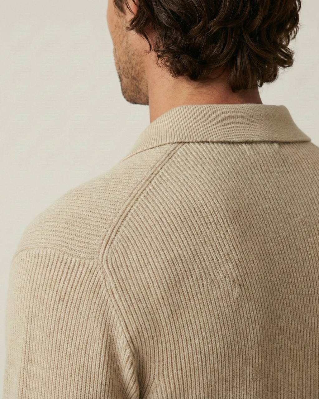 Jersey hombre cuello polo media cremallera punto canalé - Ilan