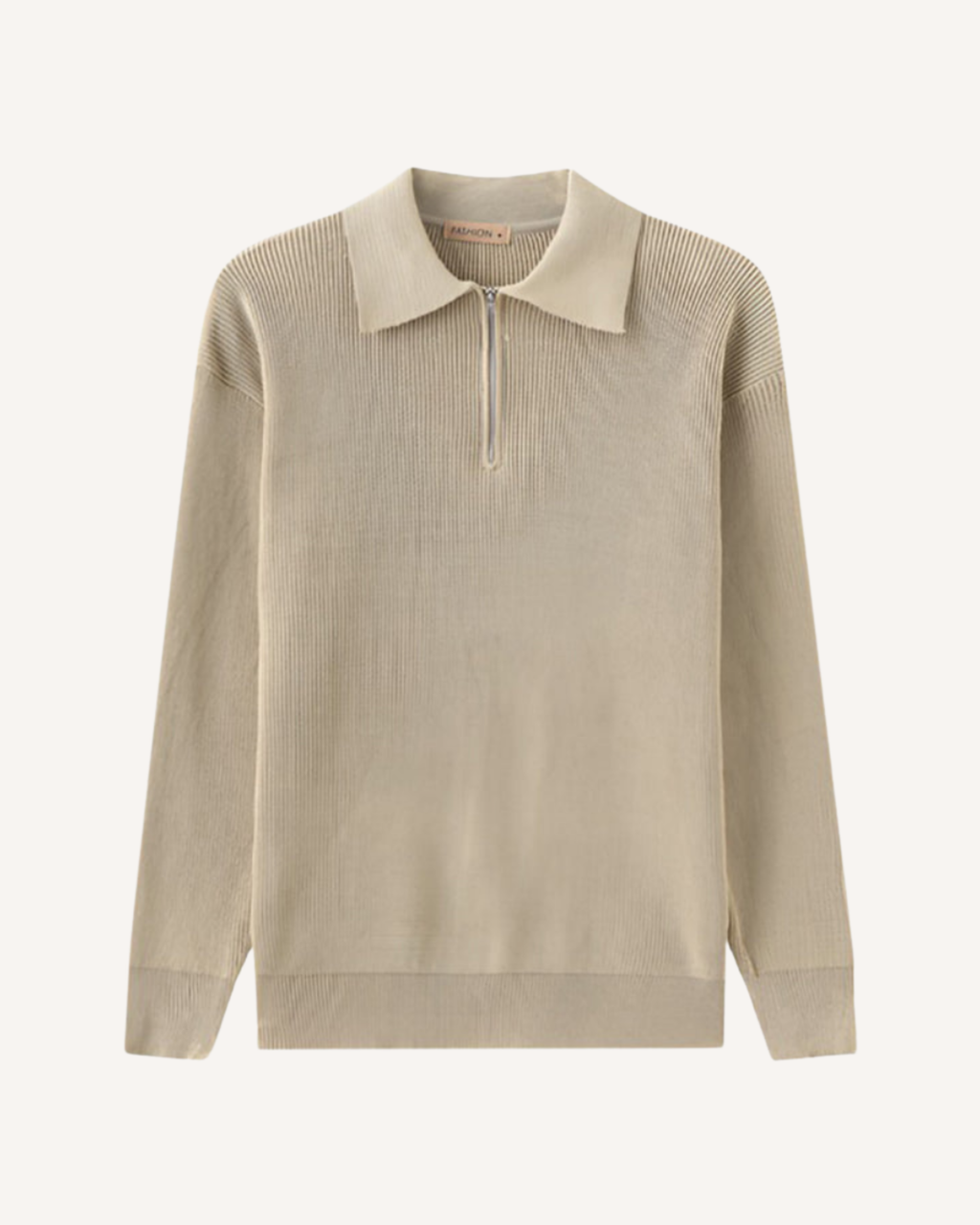 Jersey hombre cuello polo media cremallera punto canalé - Ilan