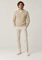 Jersey hombre cuello polo media cremallera punto canalé - Ilan