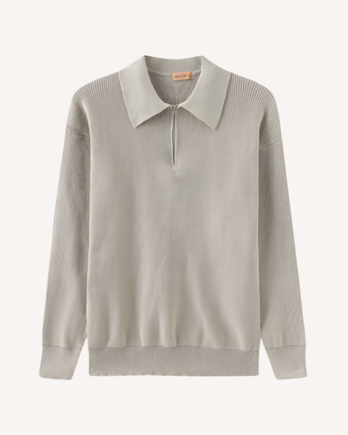 Jersey hombre cuello polo media cremallera punto canalé - Ilan