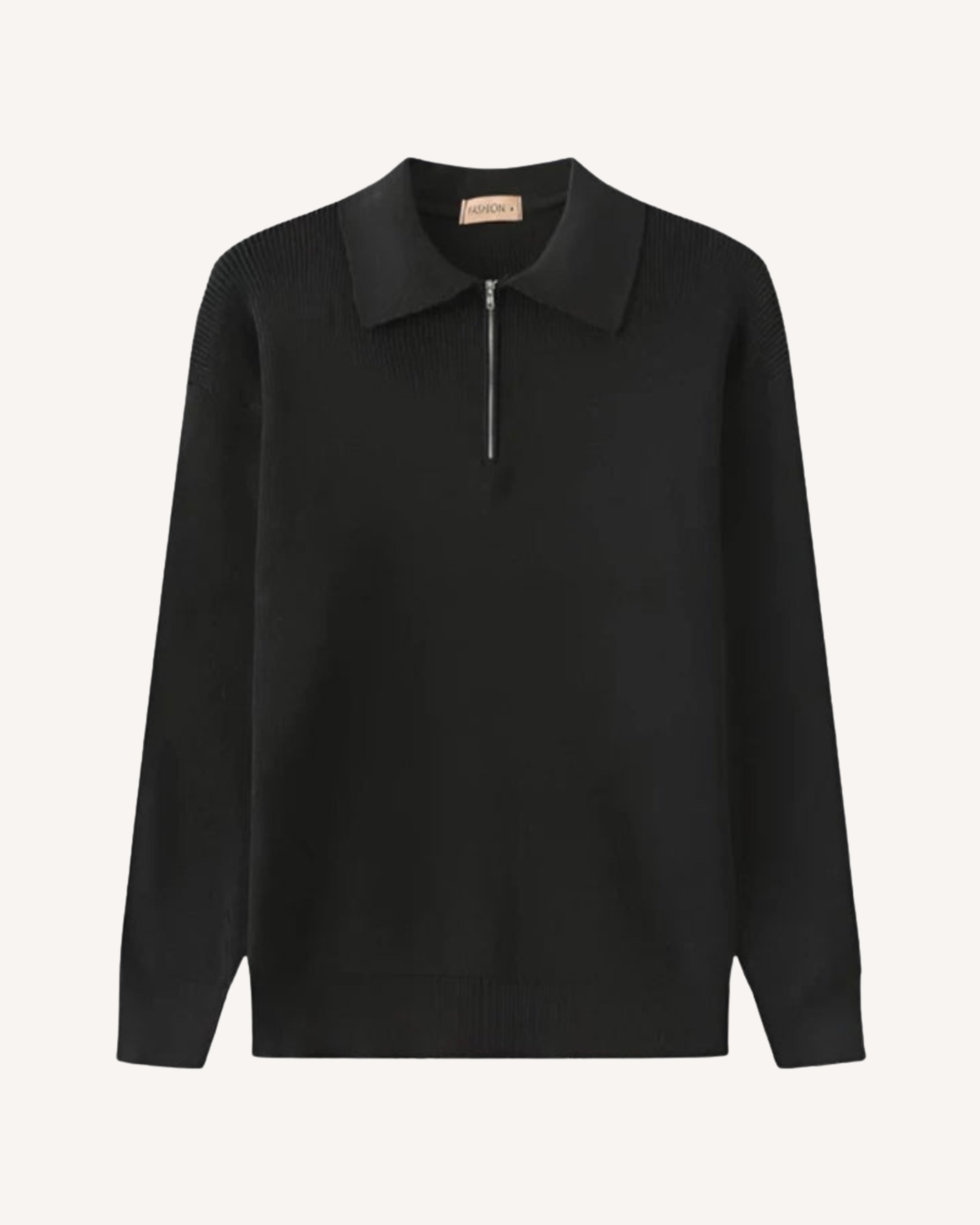 Jersey hombre cuello polo media cremallera punto canalé - Ilan