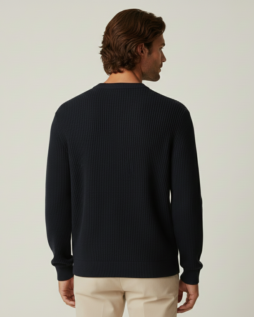 Jersey hombre cuello redondo punto canalé manga larga - Evren