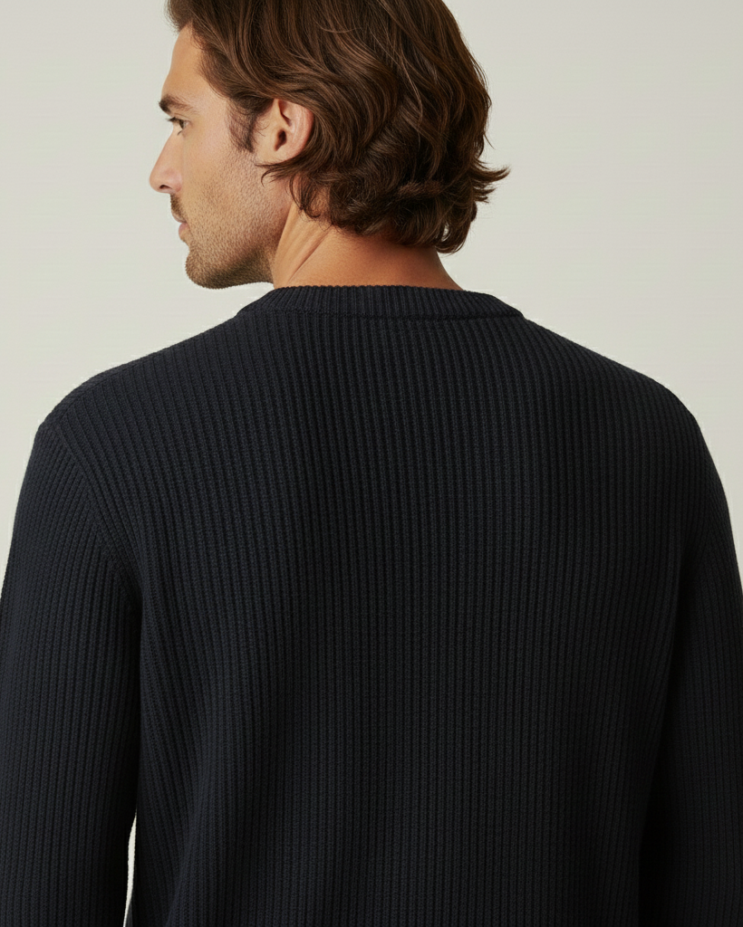 Jersey hombre cuello redondo punto canalé manga larga - Evren