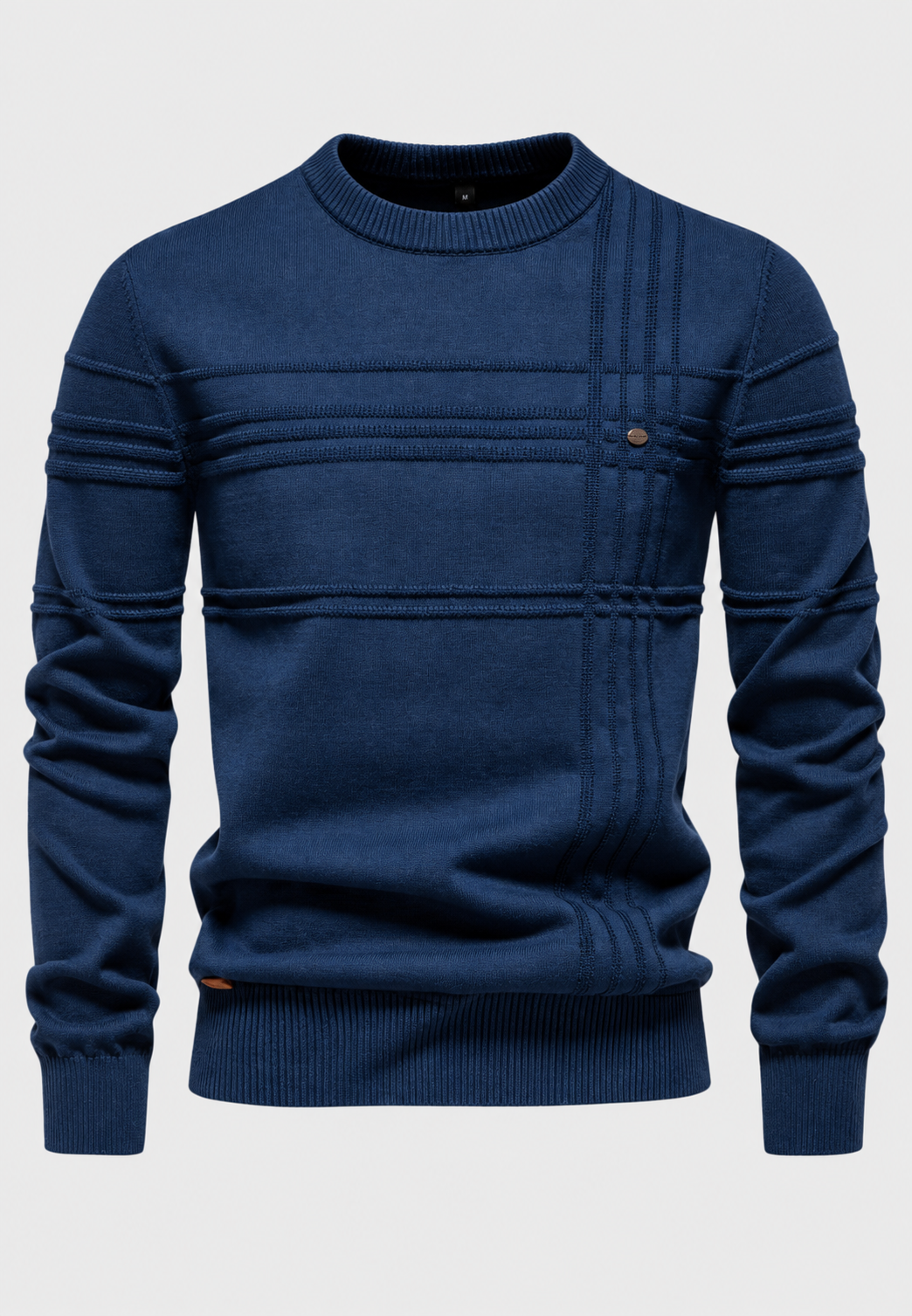 Jersey hombre cuello redondo punto estructura cuadros - Simon